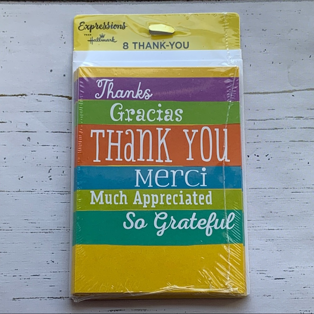 4/$14 8pk Hallmark Expressions Thank You Note Cards Blank Inside NEW SEALED